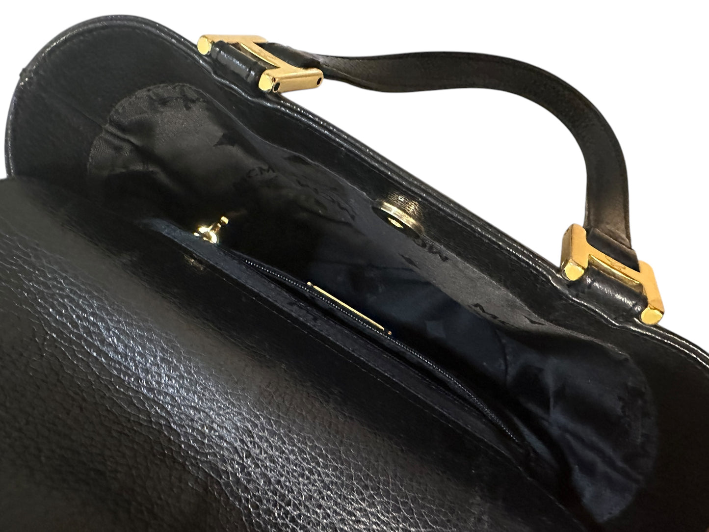 MCM Vintage Totebag schwarzes Leder mit goldenen Details