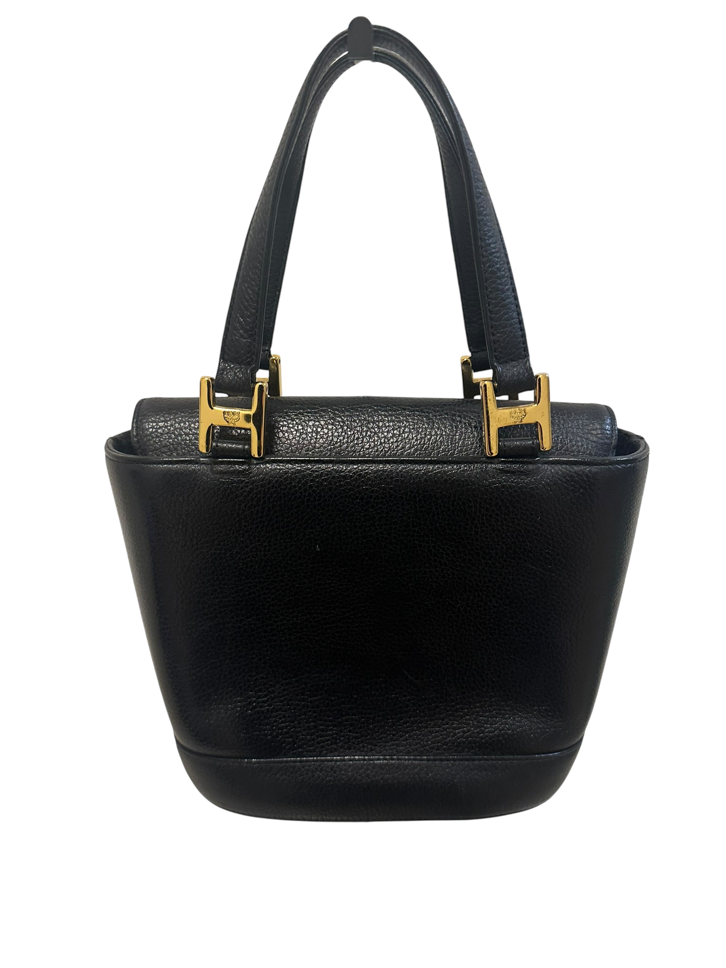 MCM Vintage Totebag schwarzes Leder mit goldenen Details